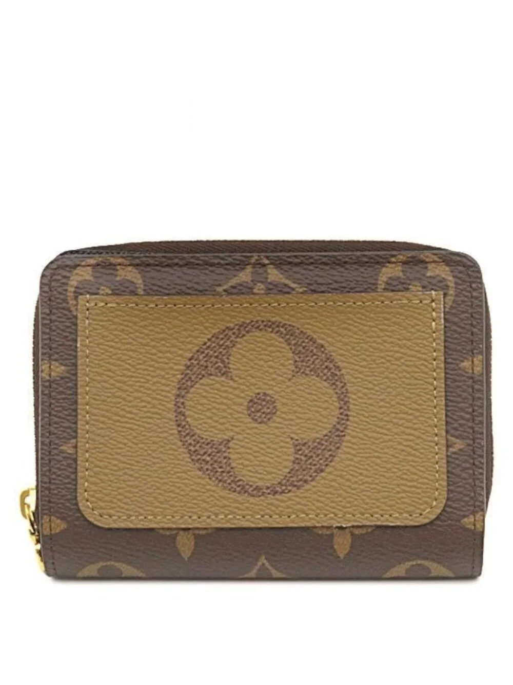 Louis Vuitton Bifold Wallet Portefeuille Lou Monogram Canvas Reverse Gold Brown